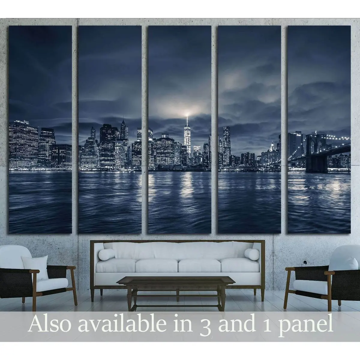 Manhattan Night Skyline Canvas Art Print – Ready-to-Hang NYC Wall Decor