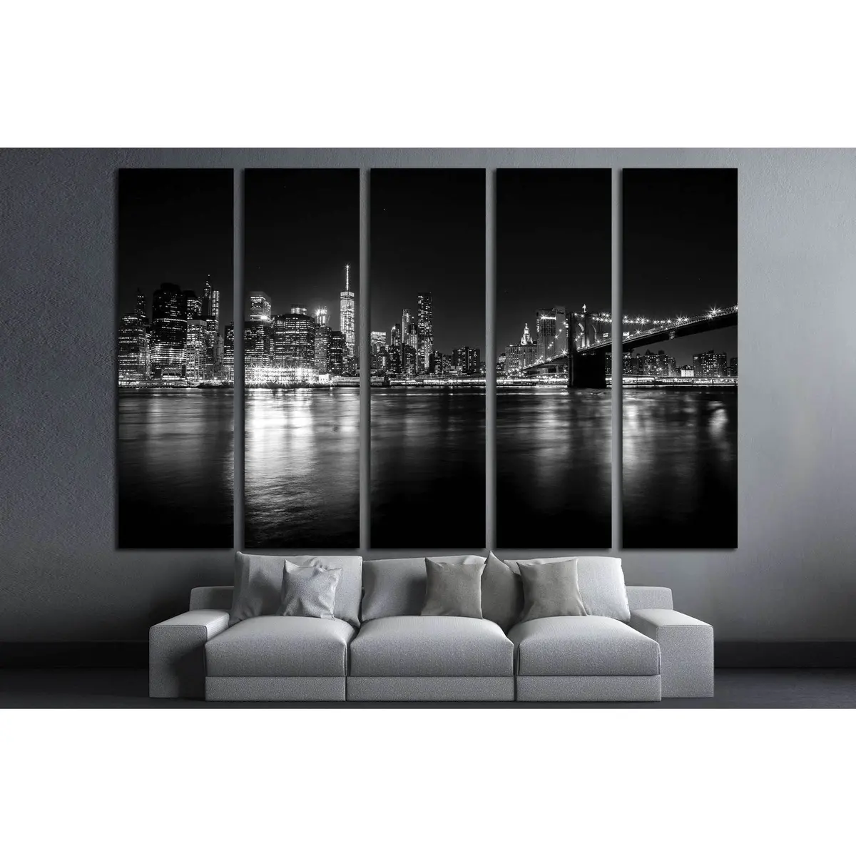 Manhattan Skyline Canvas Art Print – Brooklyn Perspective #1366 - Image 3