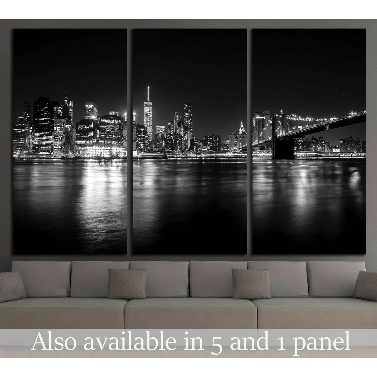 View Of Manhattan From Brooklyn №1366 Ready To Hang Canvas Print 5