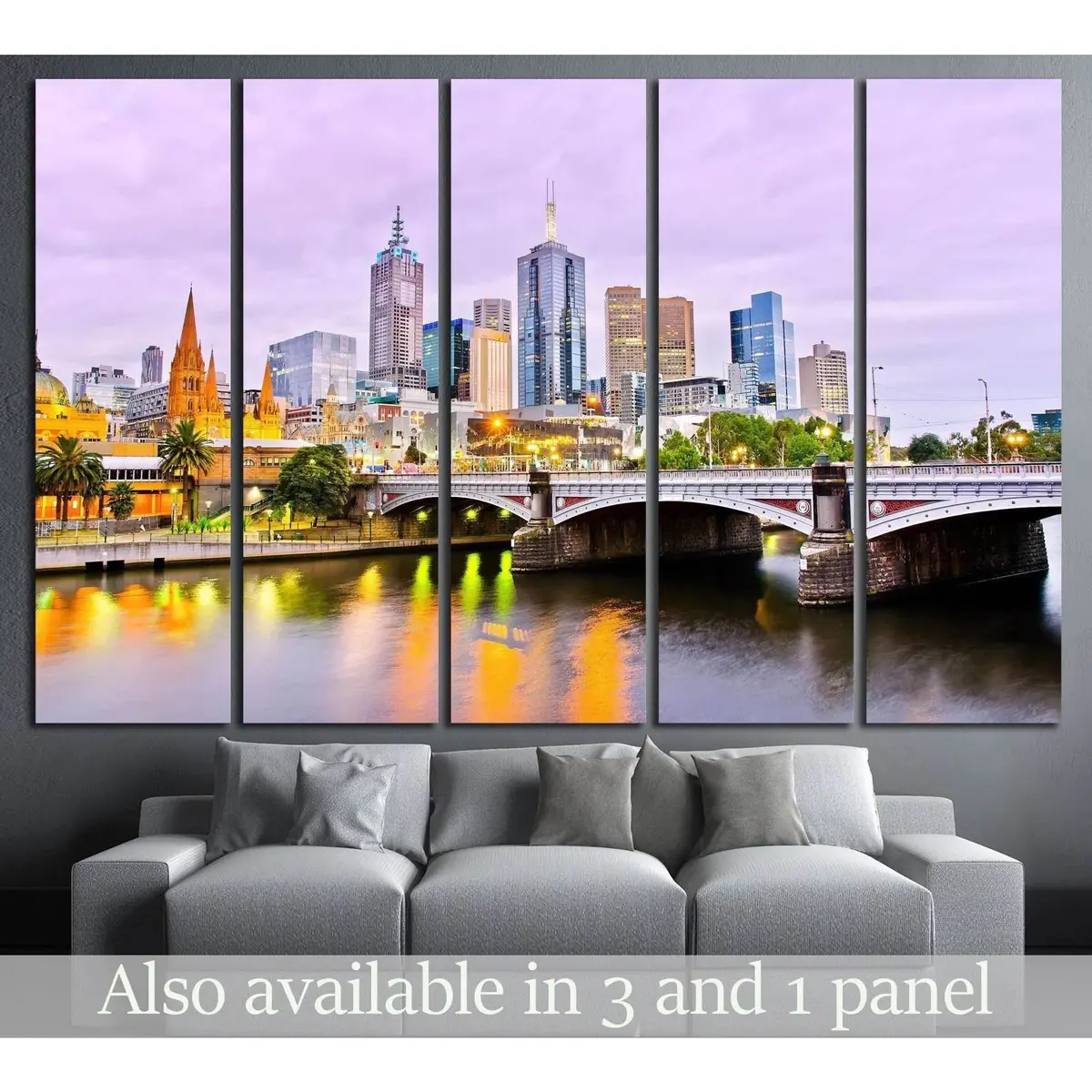 Melbourne Skyline Canvas Art Print №800 – Pre-Strung & Ready to Hang