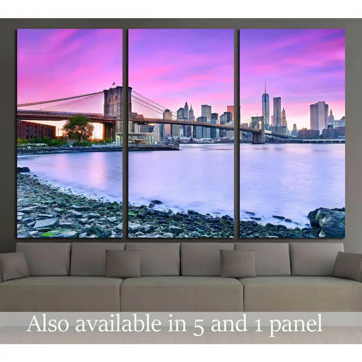 View Of New York City At Dusk №2987 Ready To Hang Canvas Print 5