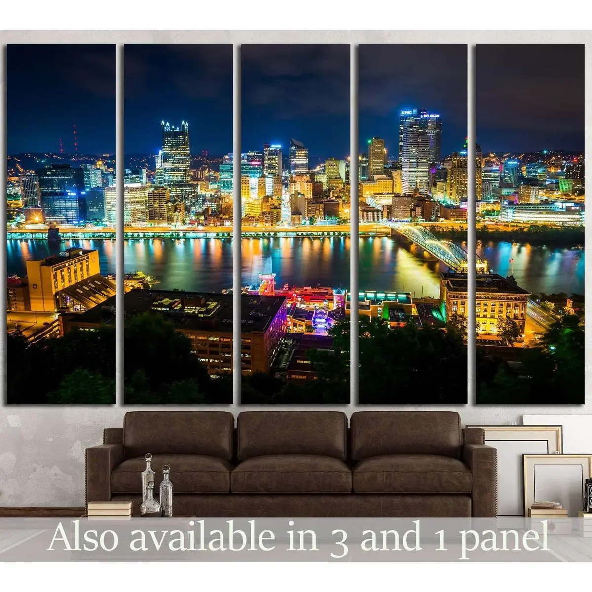 Grandview Avenue Pittsburgh Night Skyline Canvas Print №1704 – Ready to Hang Wall Art