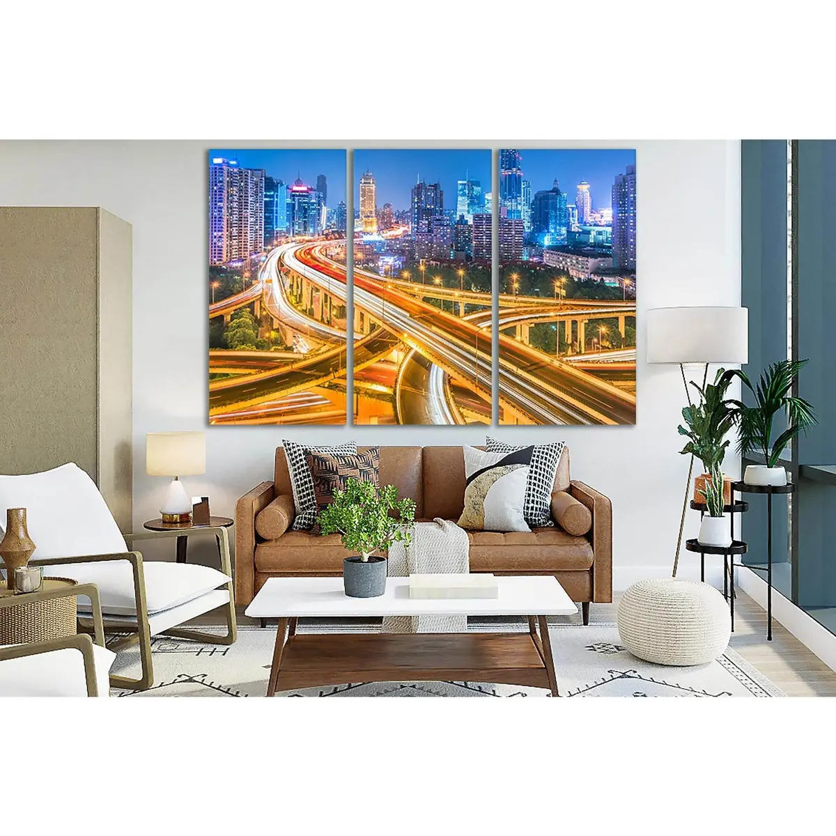 View Of Shanghai Overpass At Night №Sl351 Ready To Hang Canvas Print 5