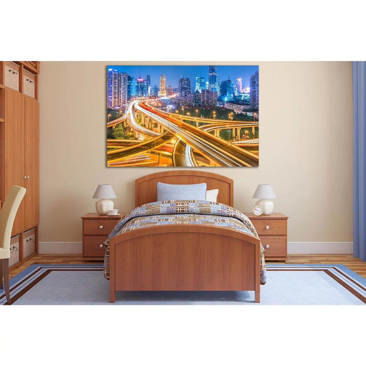 View Of Shanghai Overpass At Night №Sl351 Ready To Hang Canvas Print 2
