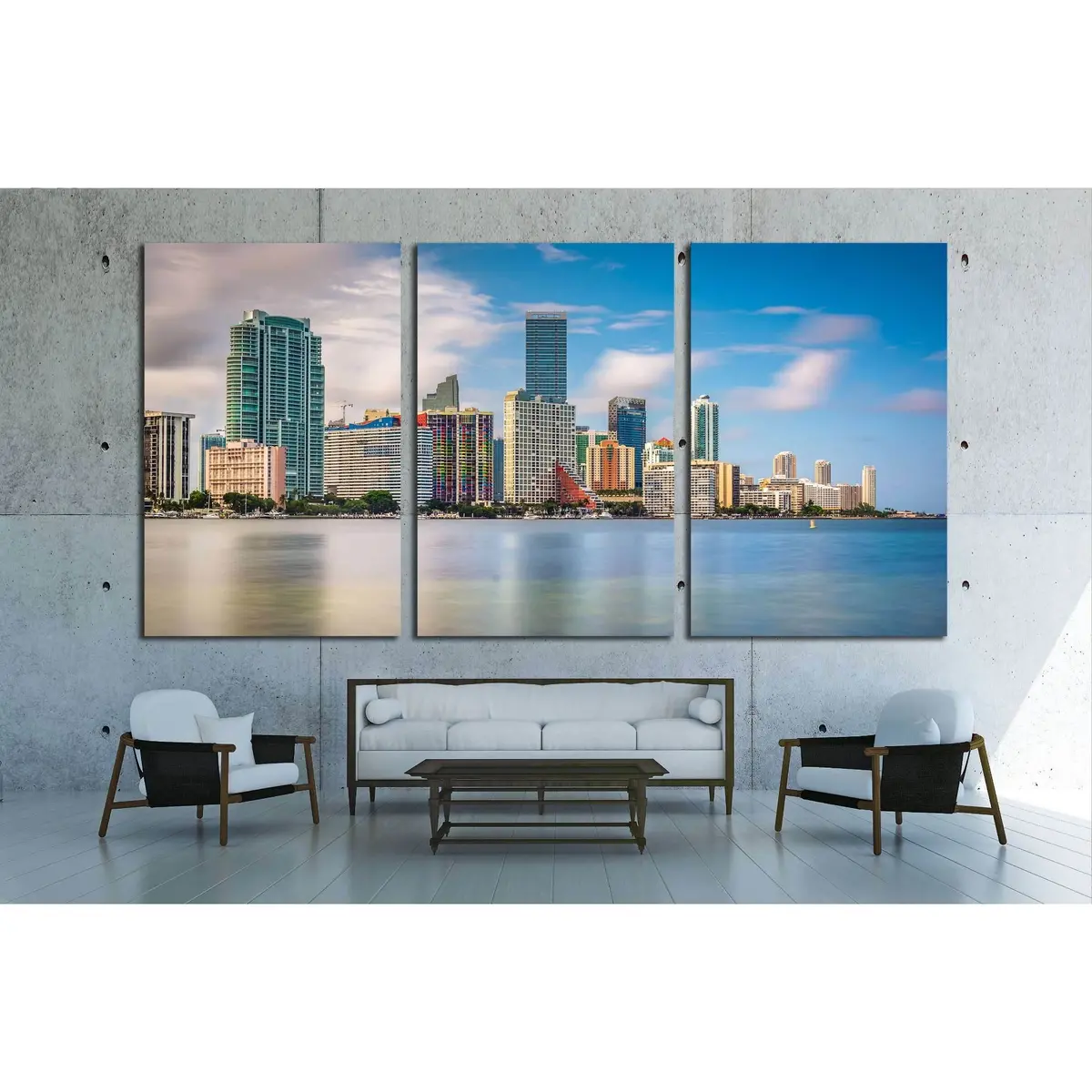 View Of The Miami Skyline From Virginia Key, Miami, Florida №1686 Ready To Hang Canvas Print 5