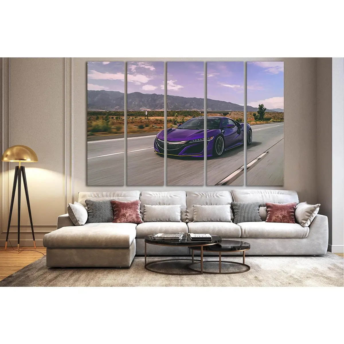 Premium Ready-to-Hang Canvas Art Featuring a Dynamic Sports Car on the Highway - Image 3