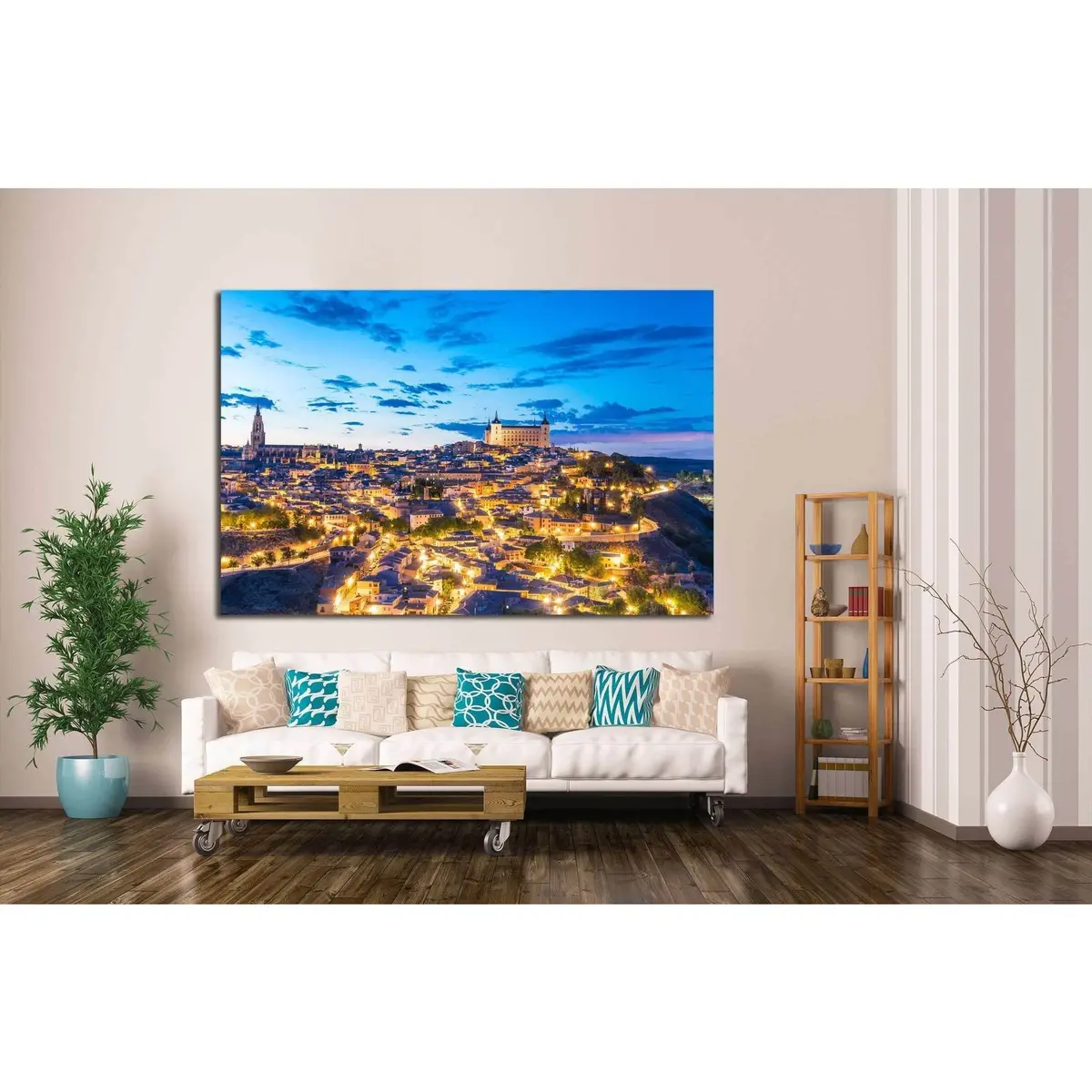 View Of Toledo, Spain Including Alcazar And The Cathedral At Dusk №1707 Ready To Hang Canvas Print 3