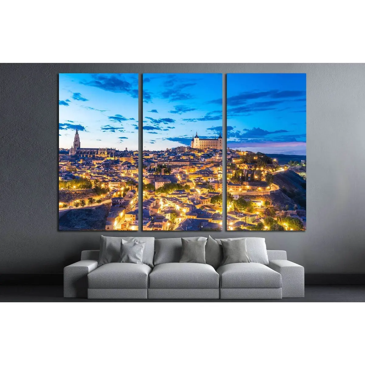 View Of Toledo, Spain Including Alcazar And The Cathedral At Dusk №1707 Ready To Hang Canvas Print 5
