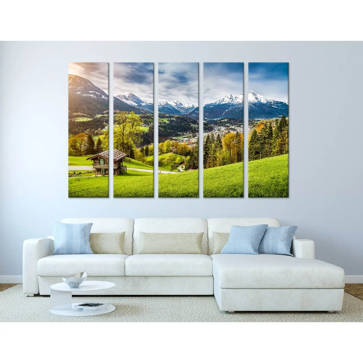 Bavarian Alps Mountain Village Canvas Art Print №04228 – Premium Ready-to-Hang Wall Decor