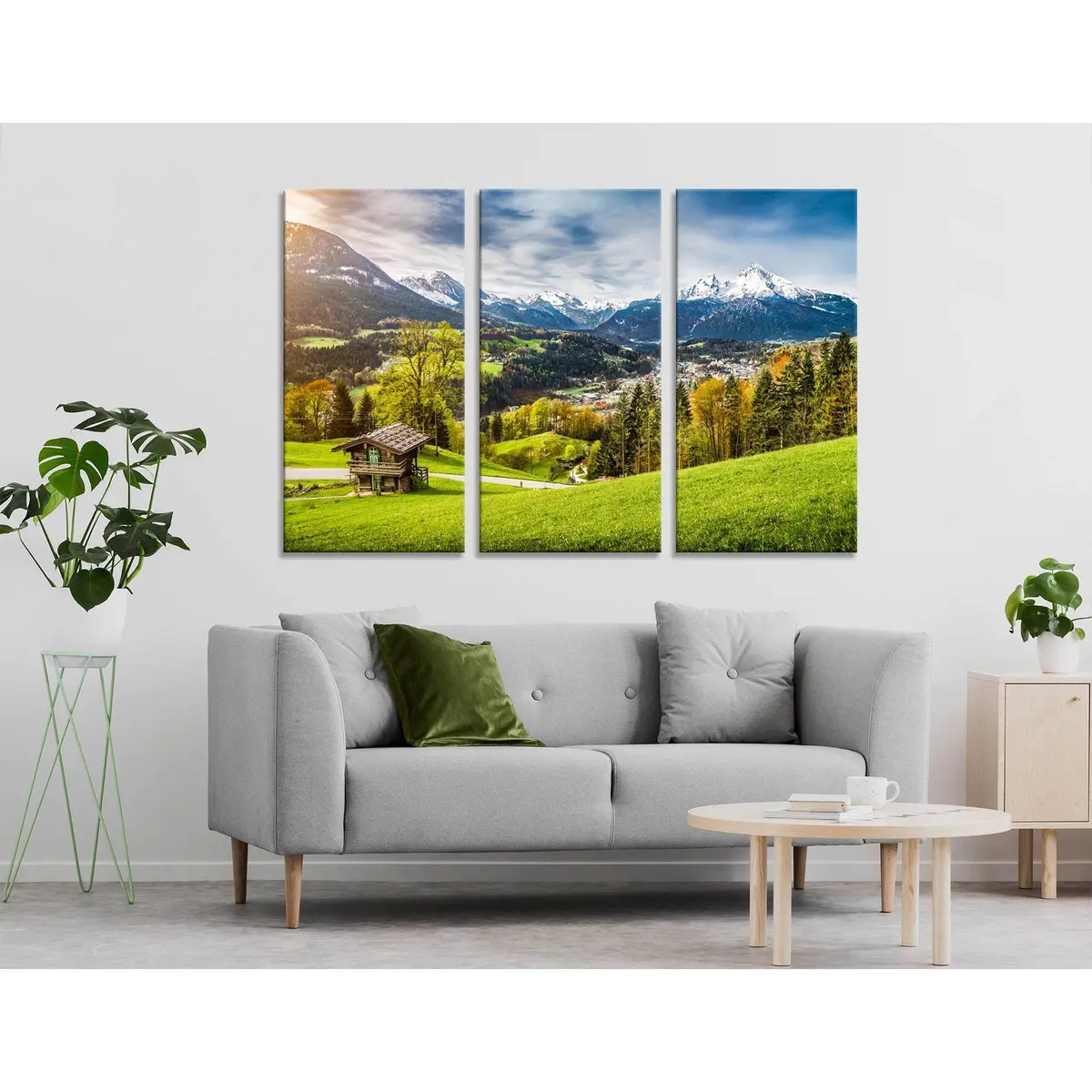 Village Among Beautiful Mountains In The Bavarian Alps №04228 Ready To Hang Canvas Print 5