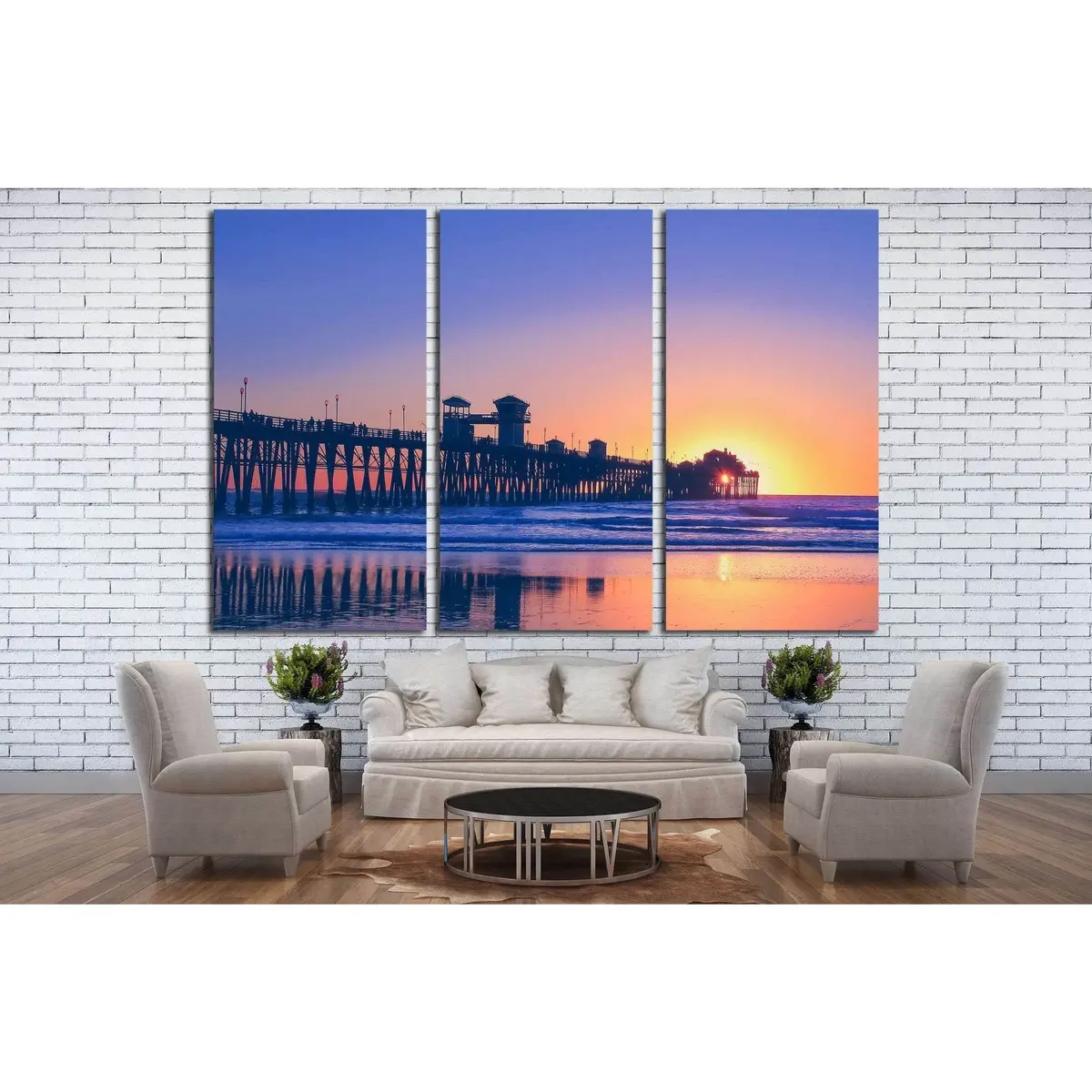 Vintage Beach Photo Of Pier At Sunset In California №1777 Ready To Hang Canvas Print 5