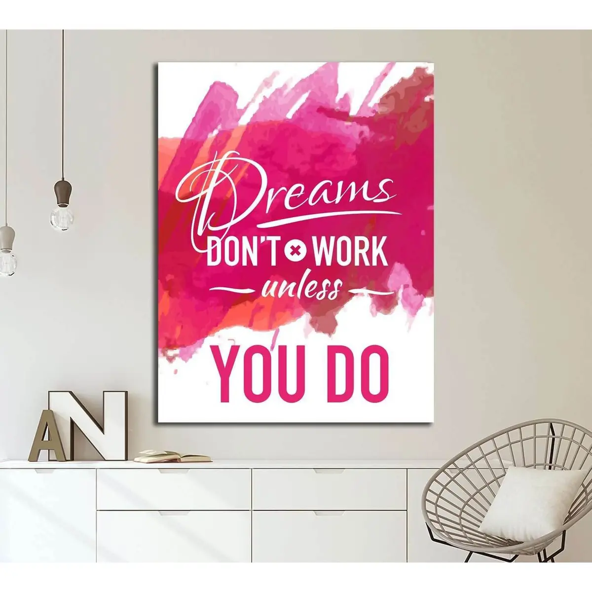 Vintage Canvas With Motivation Quote On Red Pink Abstract Watercolor Background №4556 Ready To Hang Canvas Print 1