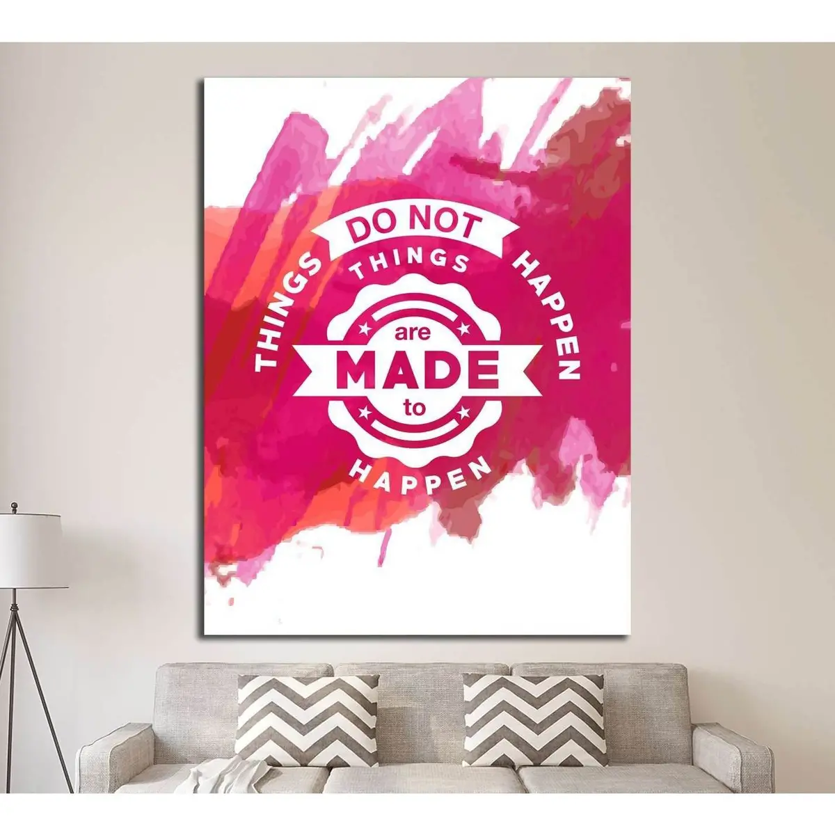 Vintage Canvas With Motivation Quote On Red Pink Abstract Watercolor Background №4560 Ready To Hang Canvas Print 1