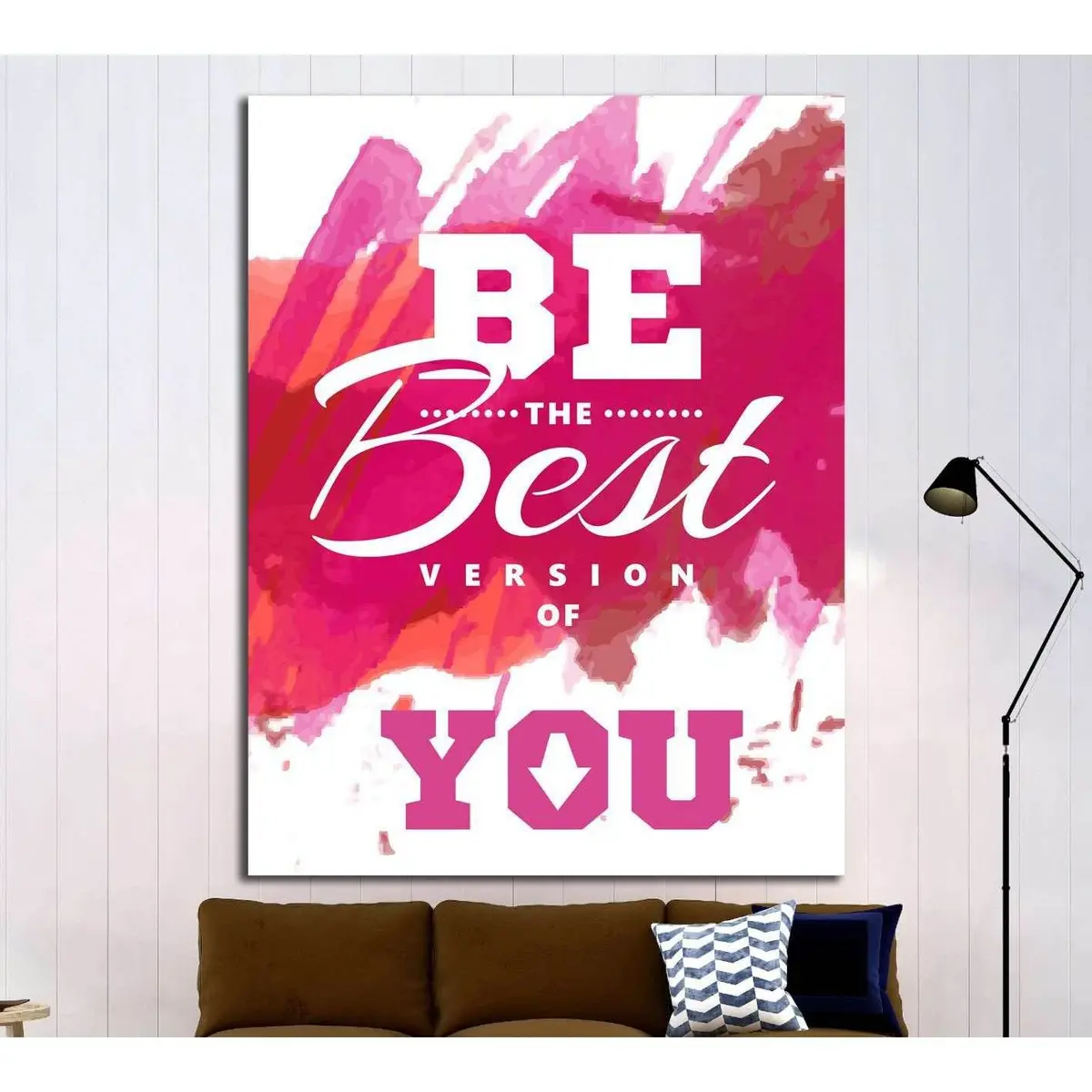 Vintage Canvas With Motivation Quote On Red Pink Abstract Watercolor Background №4561 Ready To Hang Canvas Print 1
