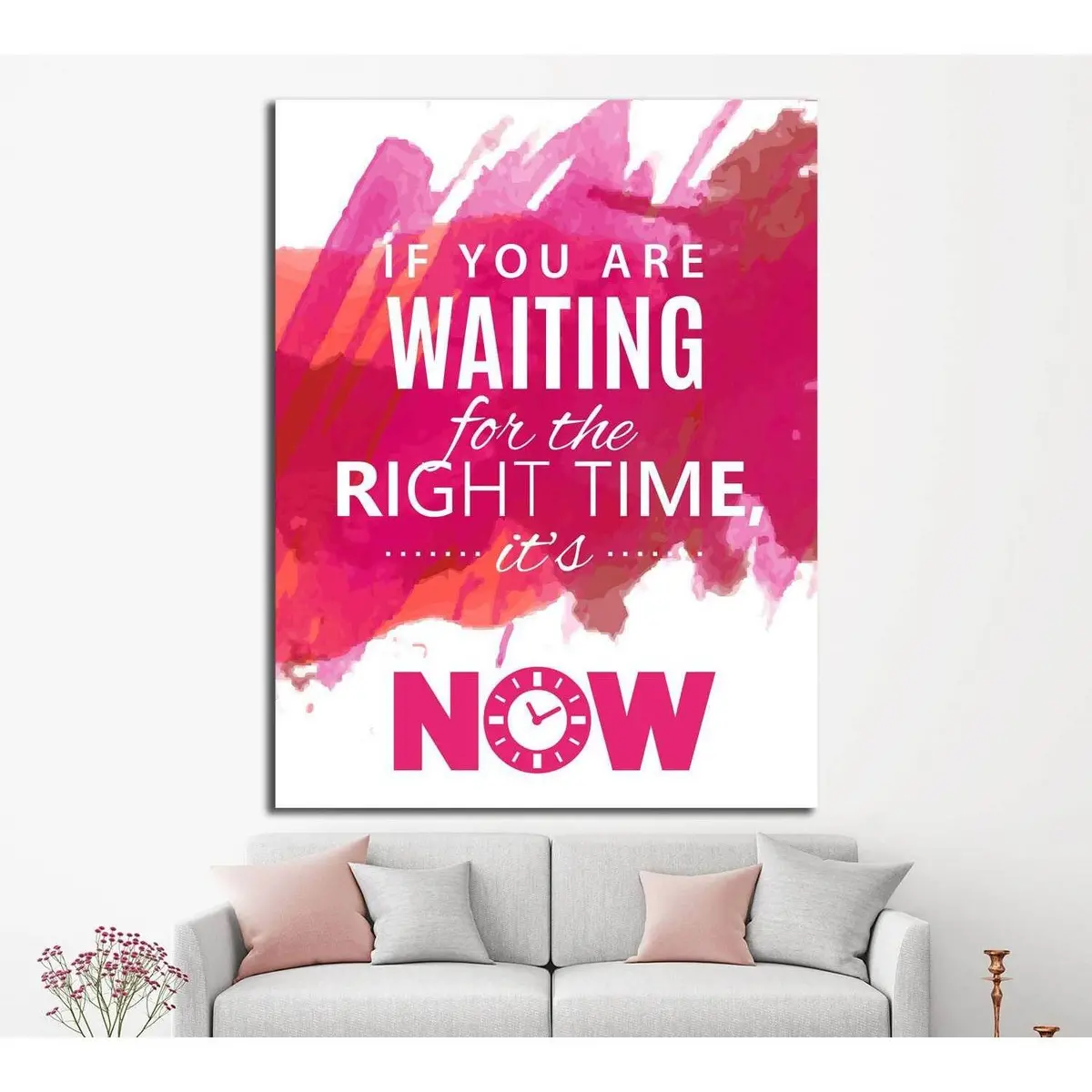 Vintage Canvas With Motivation Quote On Red Pink Abstract Watercolor Background №4562 Ready To Hang Canvas Print 1