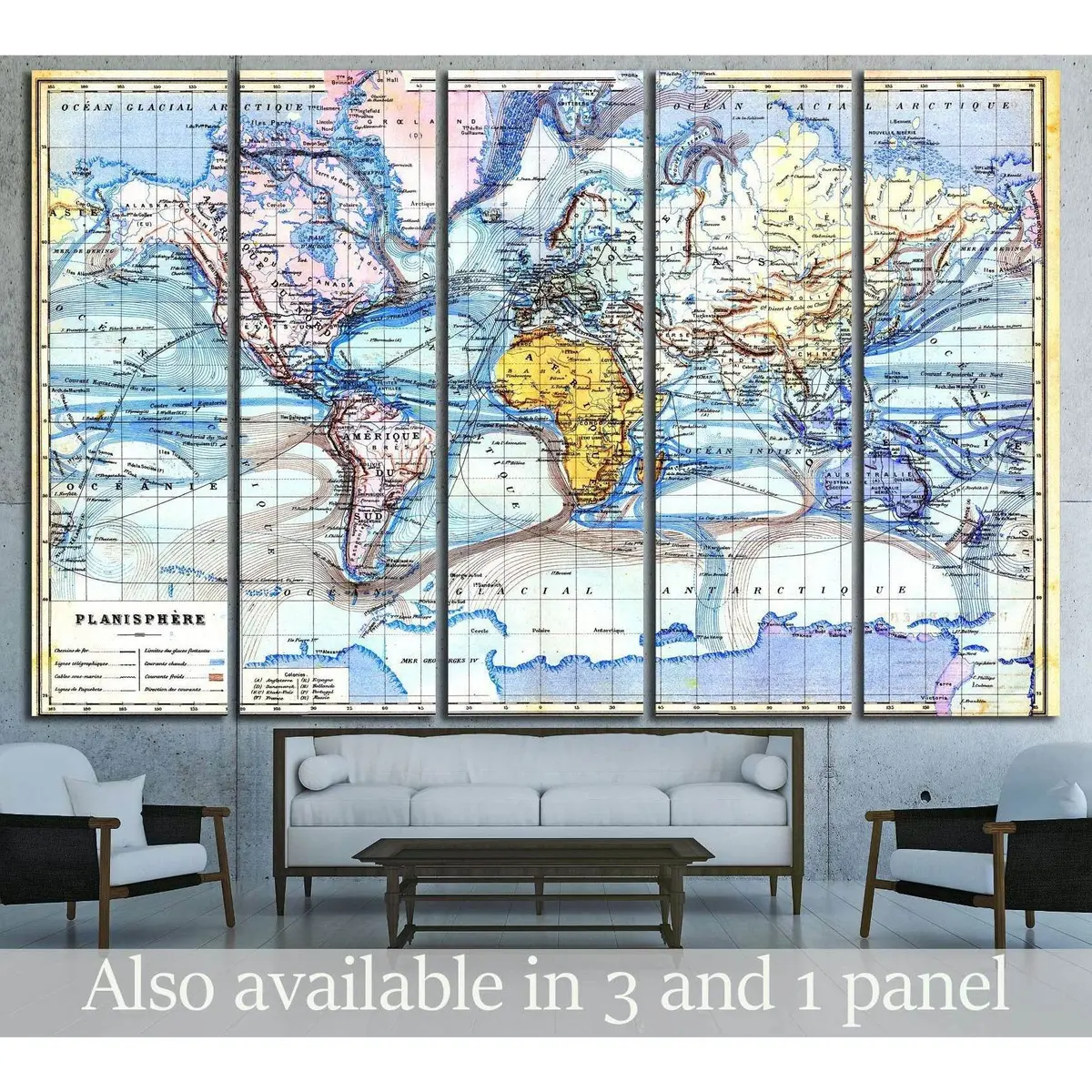 Antique 1890s Trousset Encyclopedia Map #3222 — Ready-to-Hang Canvas Wall Art