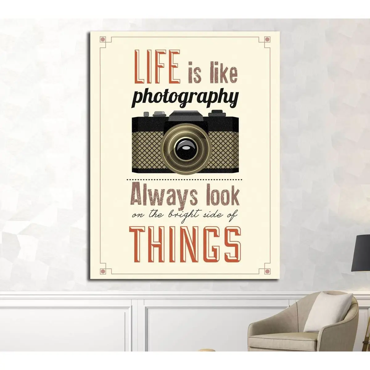 Vintage Old Camera Typographical Canvas №4566 Ready To Hang Canvas Print 1