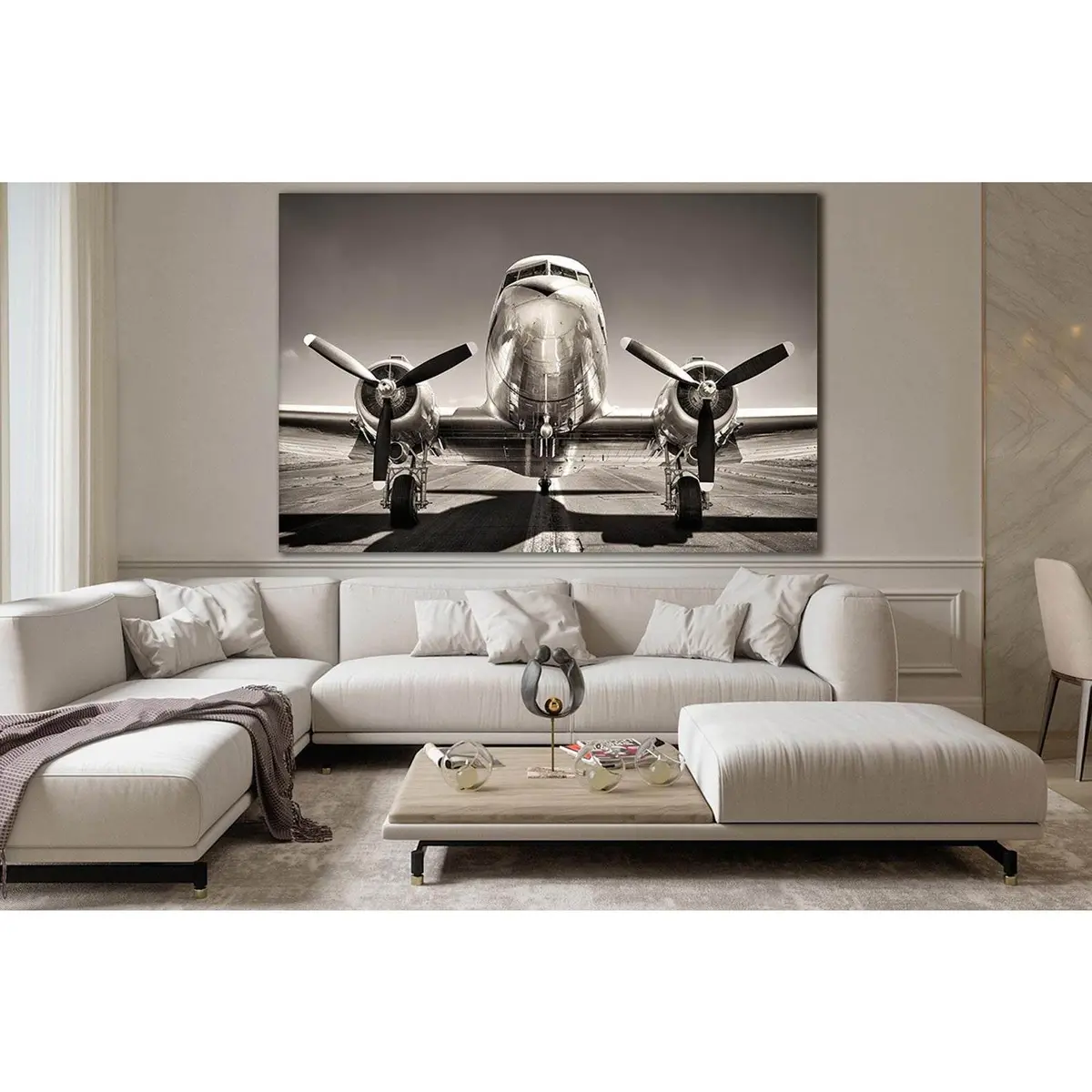 Vintage Plane On Runway №Sl739 Ready To Hang Canvas Print 1