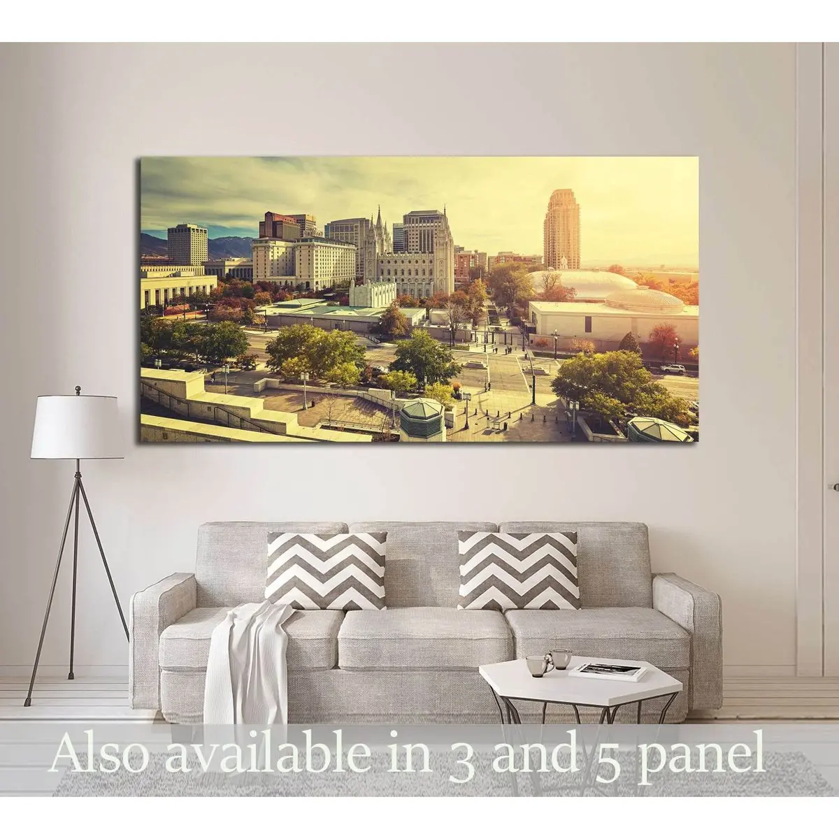 Vintage Toned Sunset Over Salt Lake City Downtown, Utah, Usa №3054 Ready To Hang Canvas Print 1