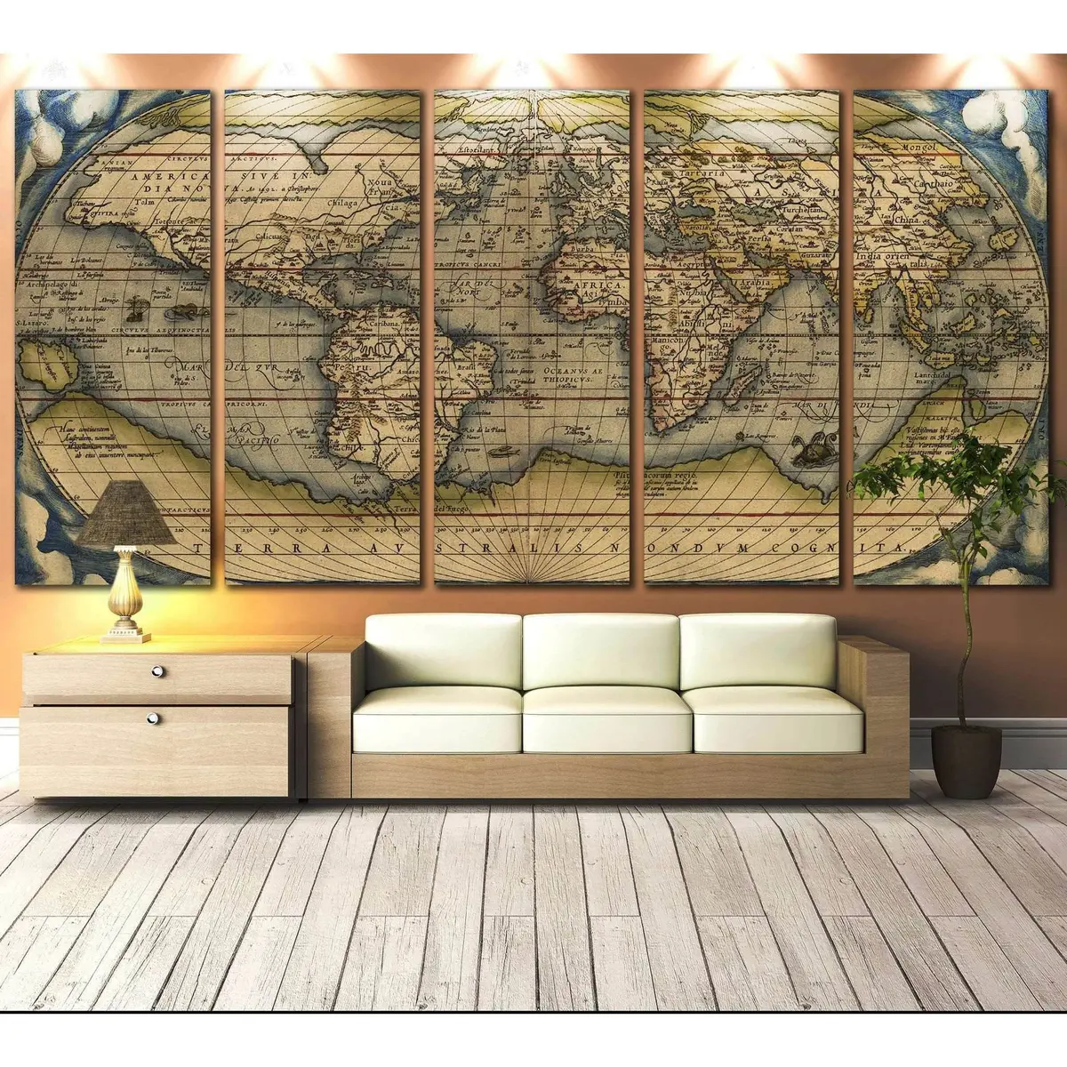 Vintage World Map No. 710 Canvas Wall Art Print - Image 4