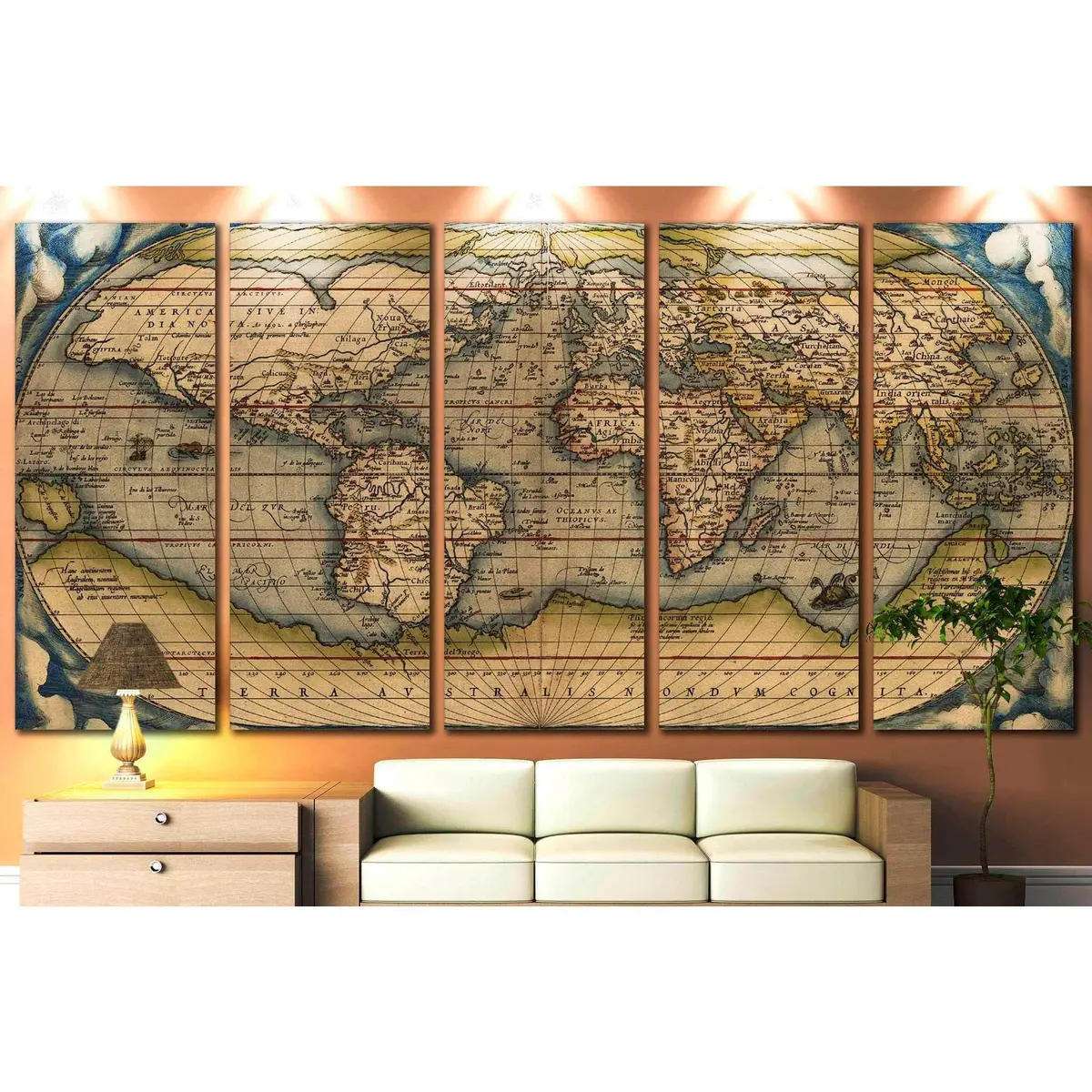 Vintage World Map №710 Ready To Hang Canvas Print 1