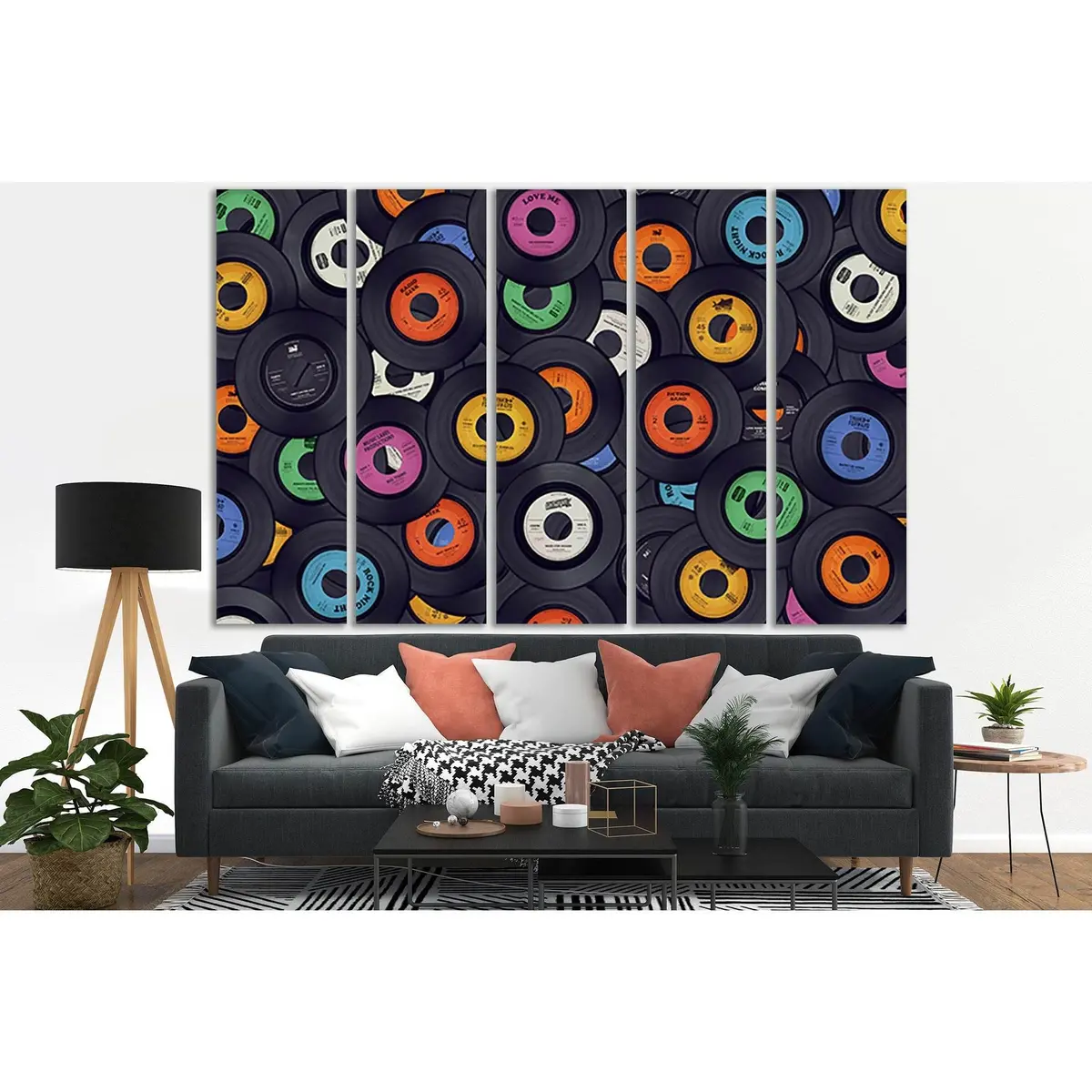 Pop Art Vinyl Records Canvas Wall Art – Ready-to-Hang Print SL549