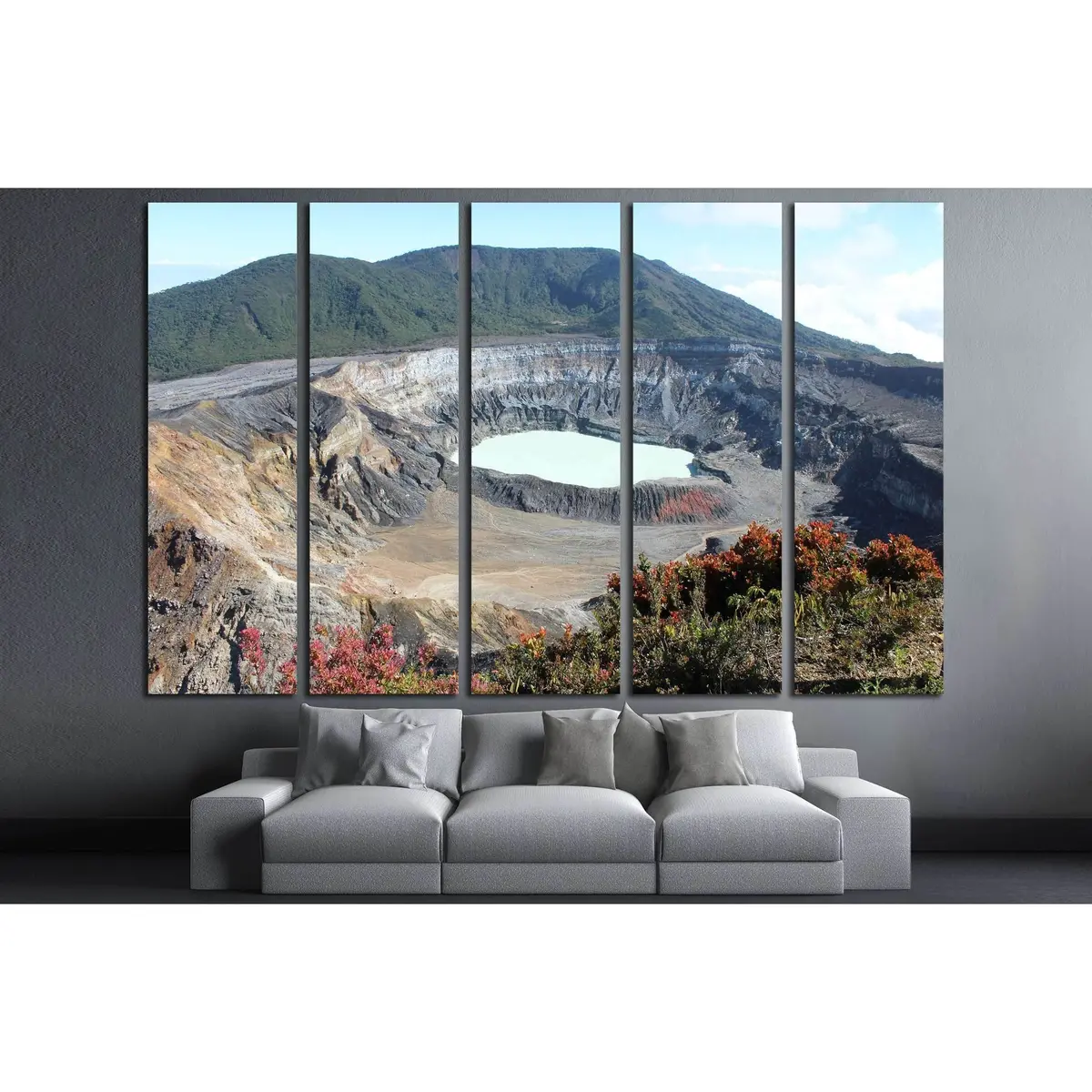 Wildflower-Draped Volcano Crater Canvas Art Print #2843 - Image 3
