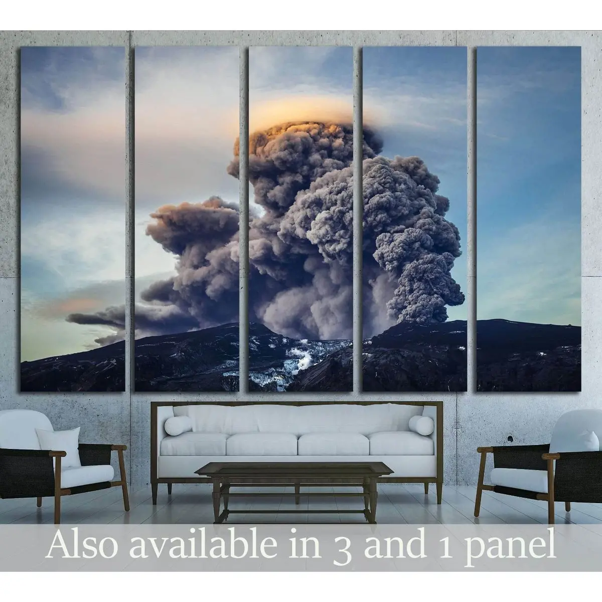 Icelandic Volcano Canvas Art Print #2866 – Pre-Stretched, Ready-to-Hang Wall Decor