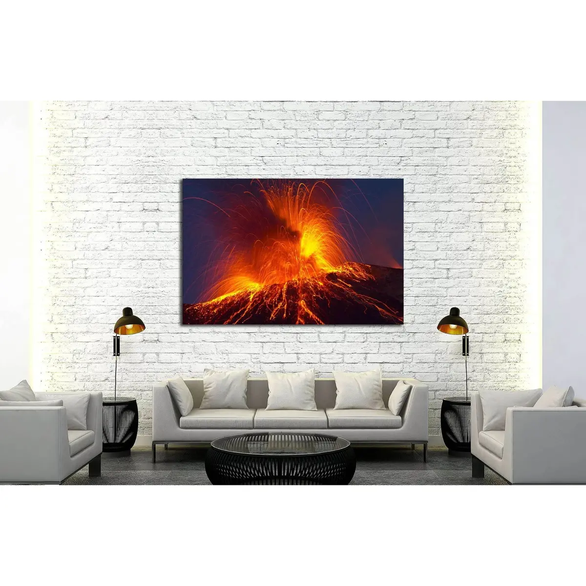 Volcano Stromboli With Spectacular Eruptions №2923 Ready To Hang Canvas Print 3