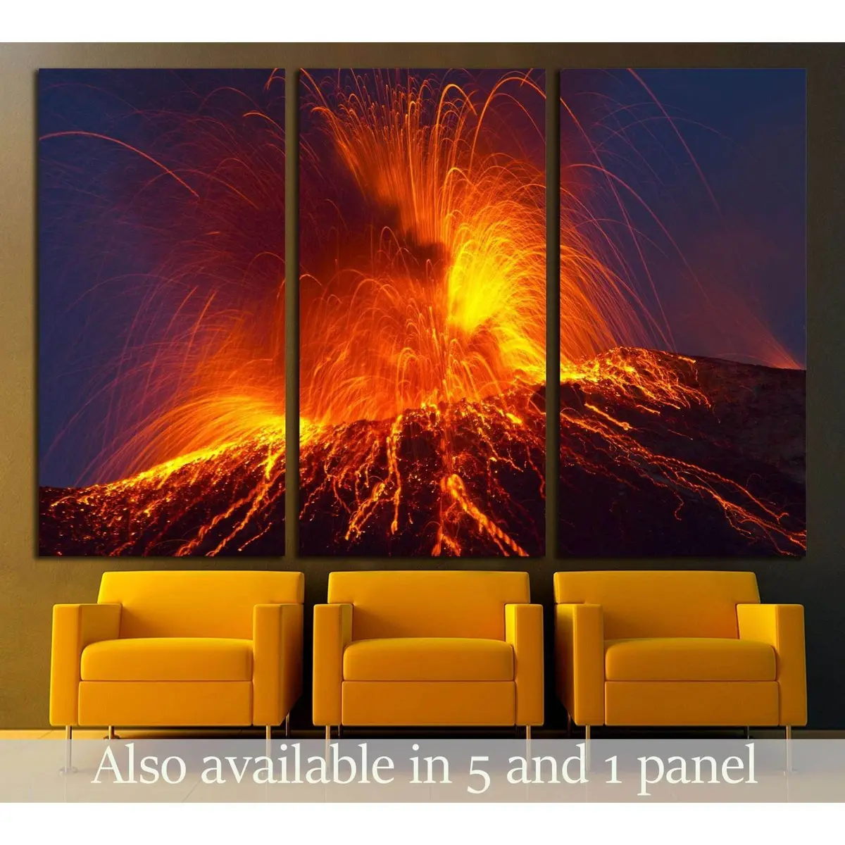 Volcano Stromboli With Spectacular Eruptions №2923 Ready To Hang Canvas Print 5