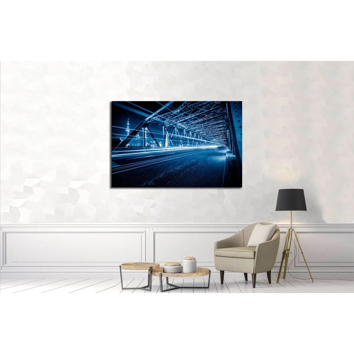 Waibaidu Bridge In Shanghai,China №3218 Ready To Hang Canvas Print 3