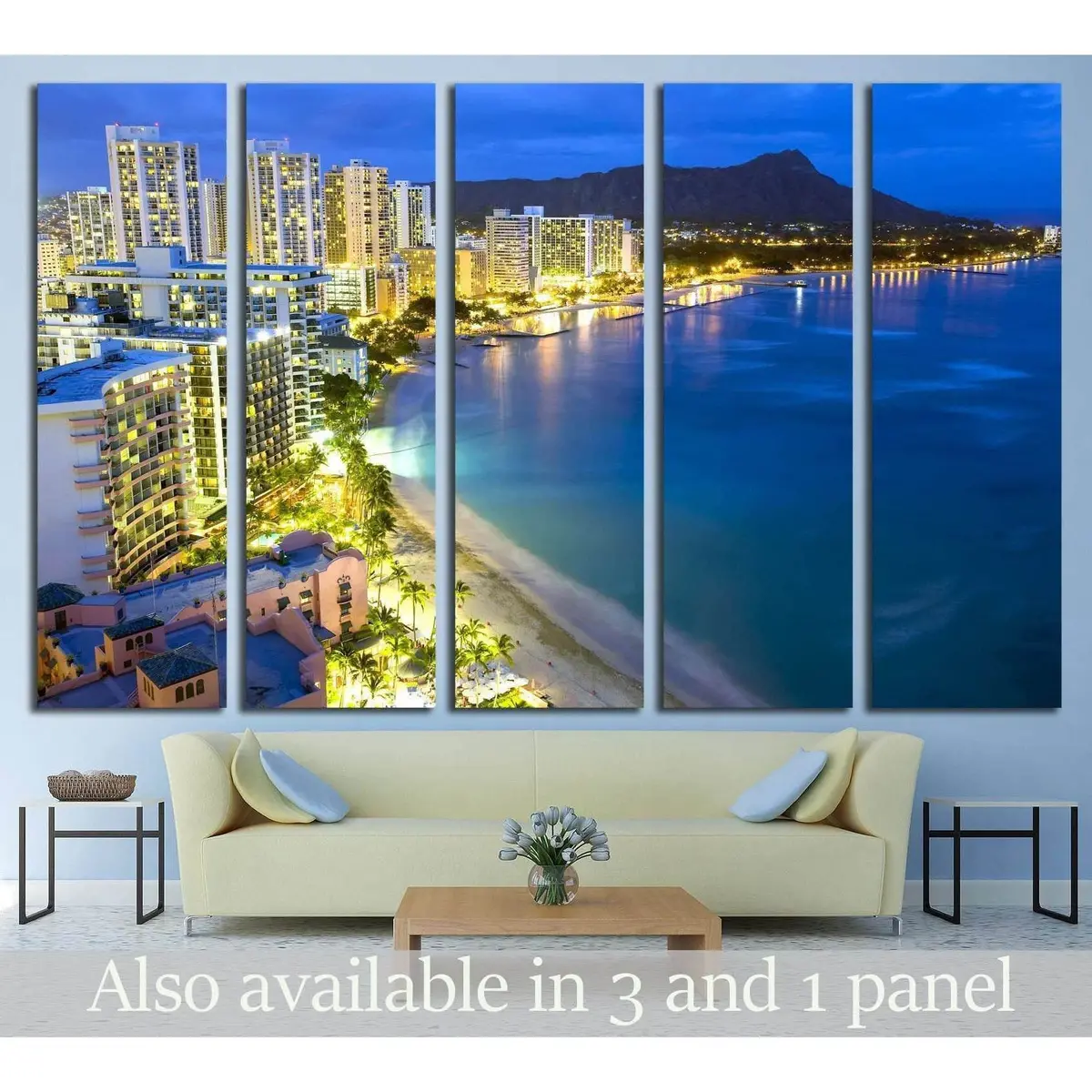 Waikiki Beach Canvas Wall Art – Ready-to-Hang Print from Honolulu, Hawaii