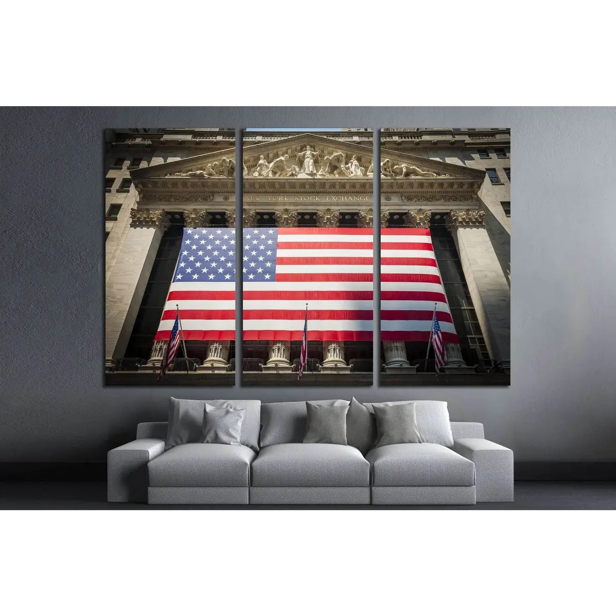 Wall Street New York Stock Exchange Entrance №1950 Ready To Hang Canvas Print 5