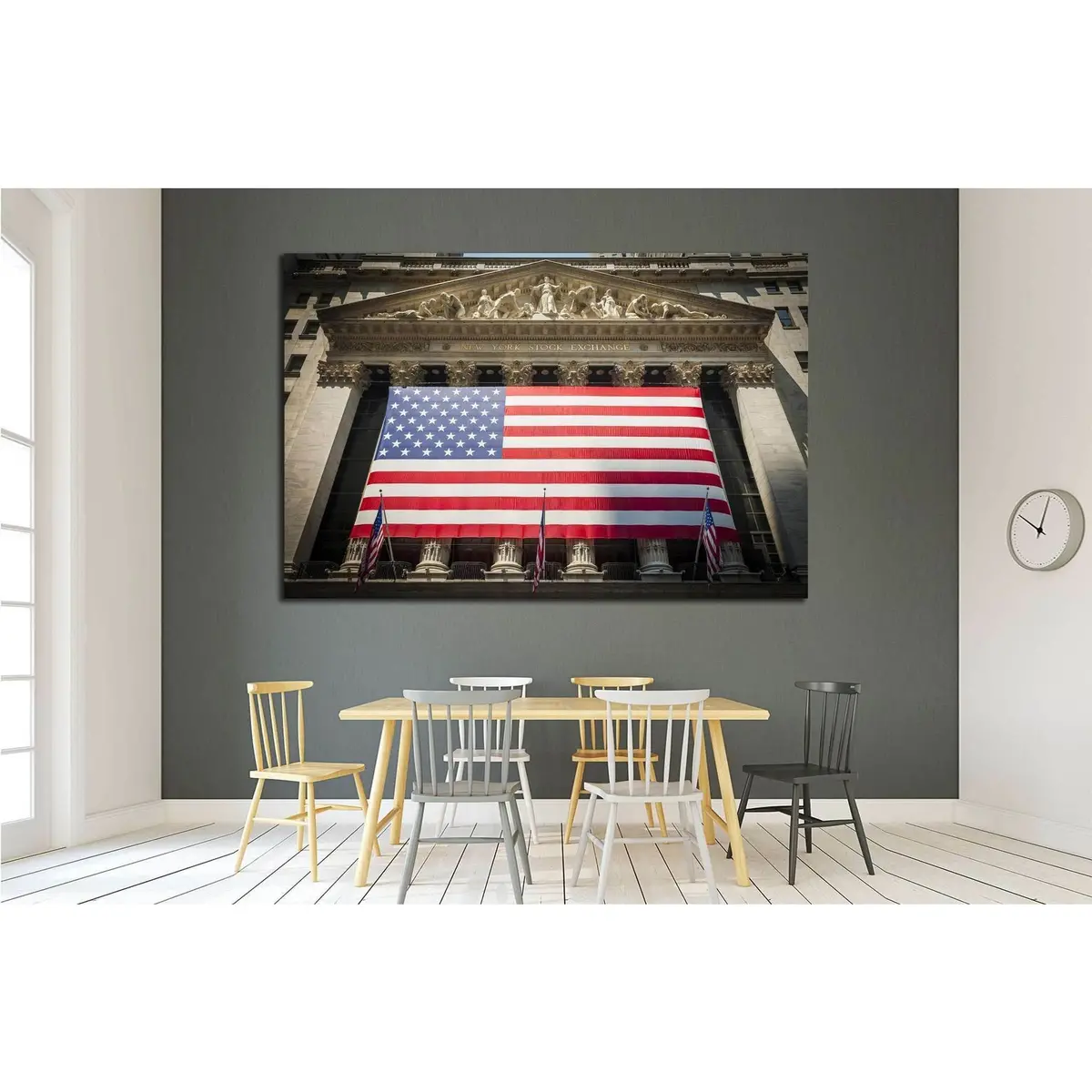 Wall Street New York Stock Exchange Entrance №1950 Ready To Hang Canvas Print 3