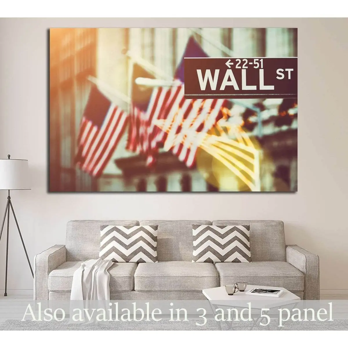 Wall Street Sign In New York With New York Stock Exchange №1779 Ready To Hang Canvas Print 1