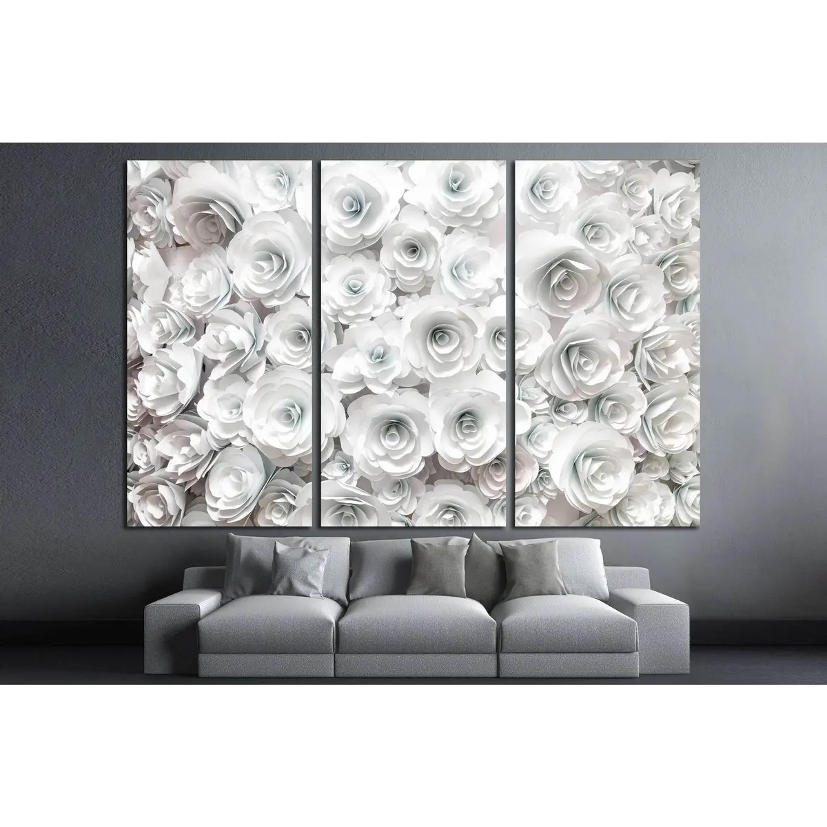 Wall With Paper Flowers №1353 Ready To Hang Canvas Print 5