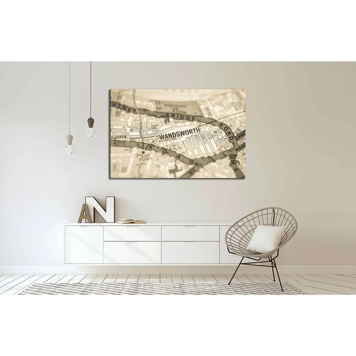 Wandsworth. London, Uk Map №1573 Ready To Hang Canvas Print 3
