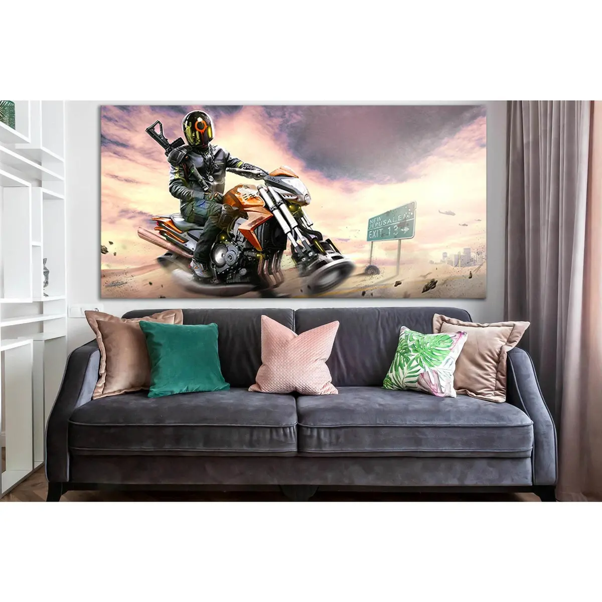 Warrior Flying Motorcycle №Sl1296 Ready To Hang Canvas Print 2