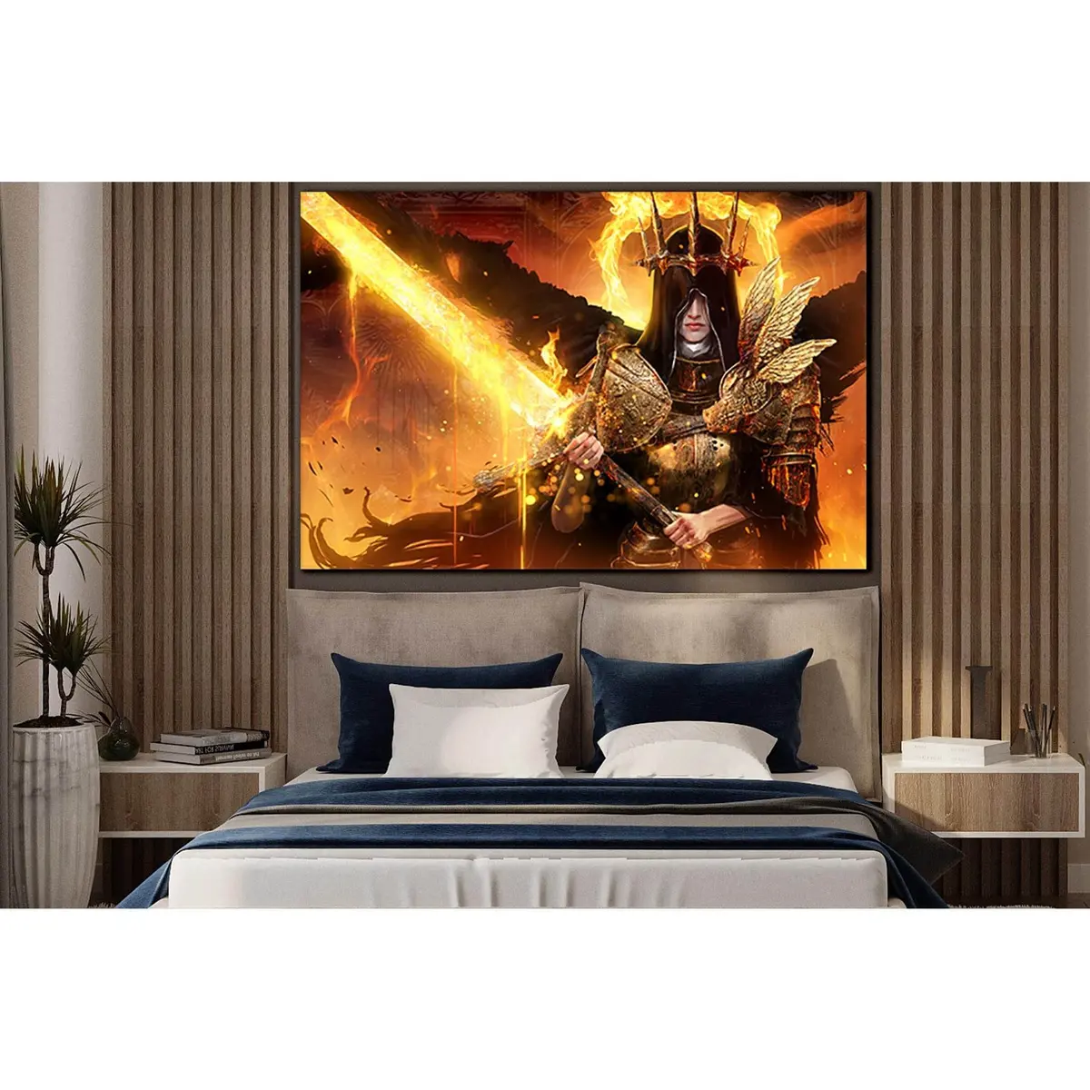 Warrior Girl With Fire Sword №Sl1232 Ready To Hang Canvas Print 1