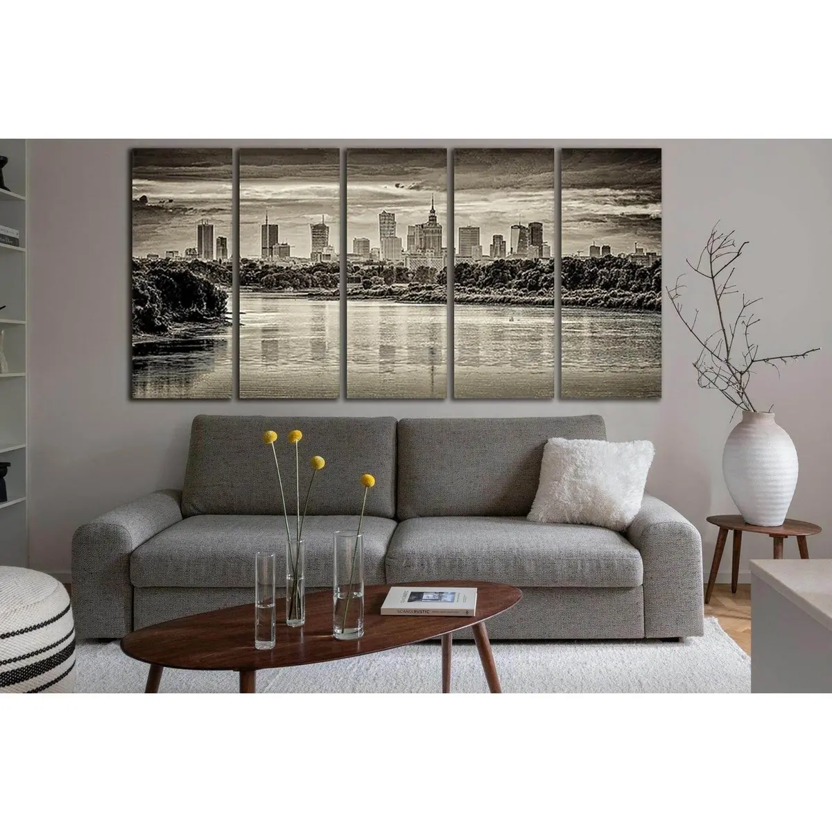 Modern Black-and-White Warsaw Skyscraper Canvas Print — Ready-to-Hang Wall Art SL869 - Image 3