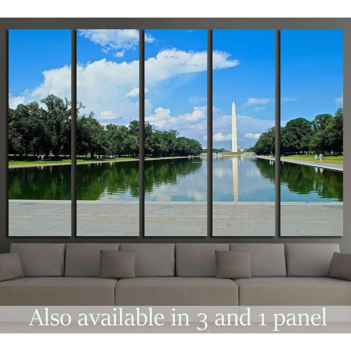 Washington Monument Reflection in Lincoln Memorial Pool Canvas Wall Art