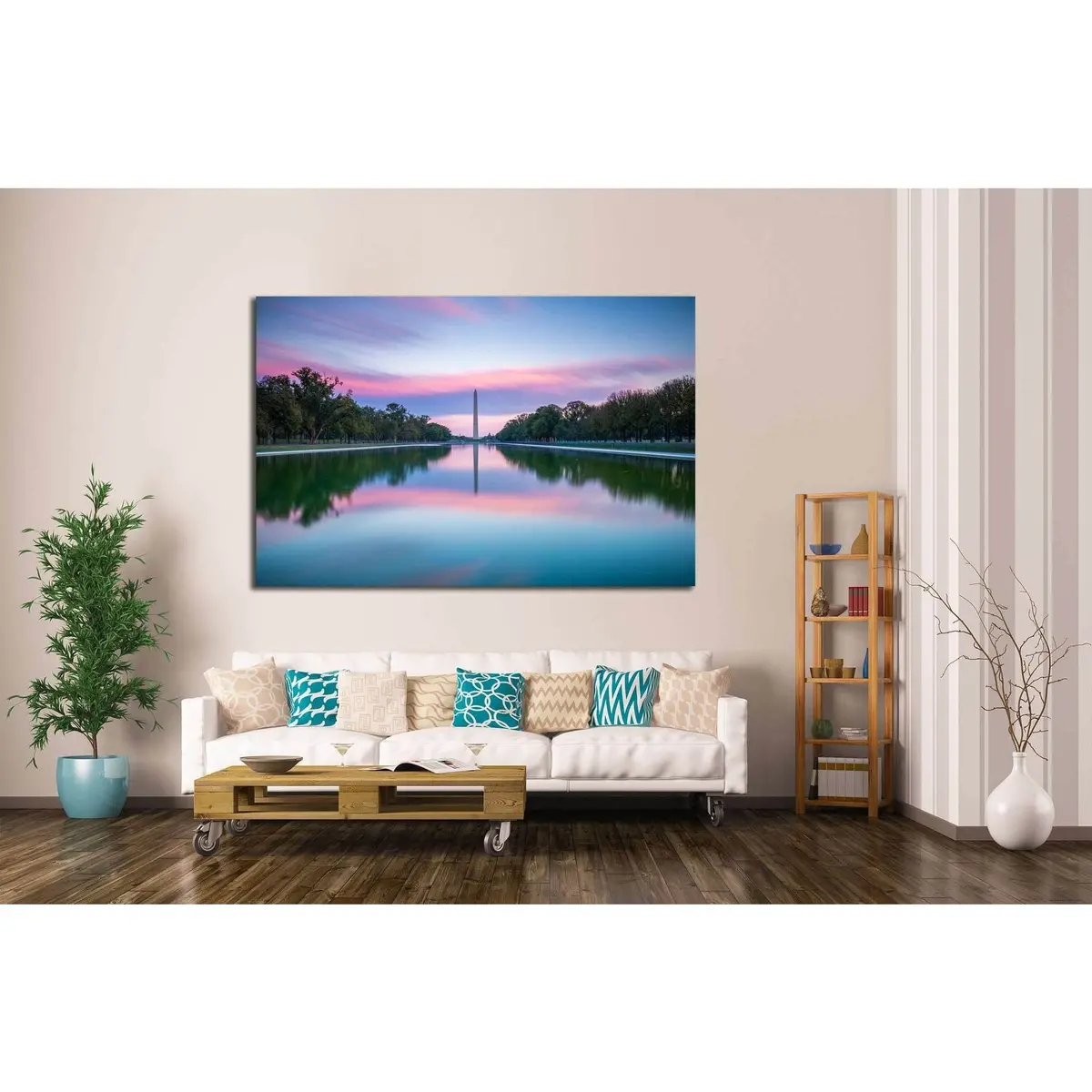 Washington Monument And Lincoln Memorial Reflecting Pool At Sunset Washington, D.C. Usa №2097 Ready To Hang Canvas Print 3
