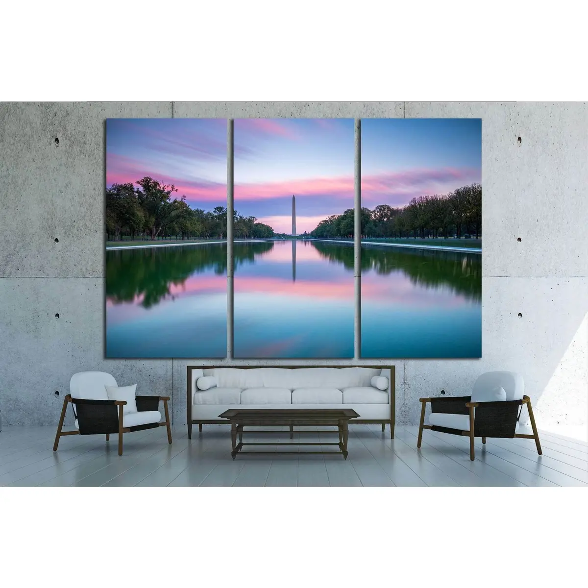 Washington Monument And Lincoln Memorial Reflecting Pool At Sunset Washington, D.C. Usa №2097 Ready To Hang Canvas Print 5
