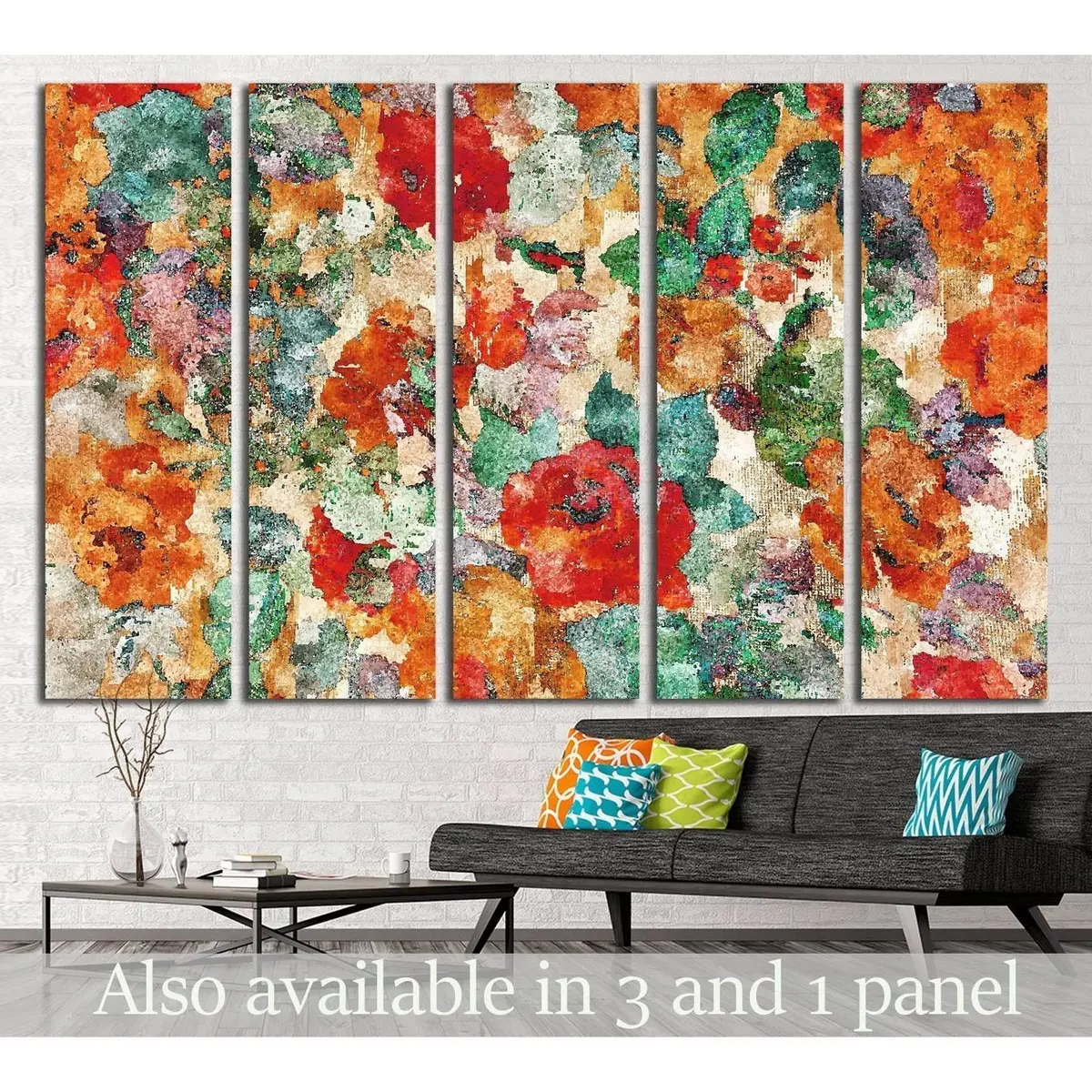 Vibrant Floral Watercolor Canvas Print №1342 – Ready-to-Hang Wall Art