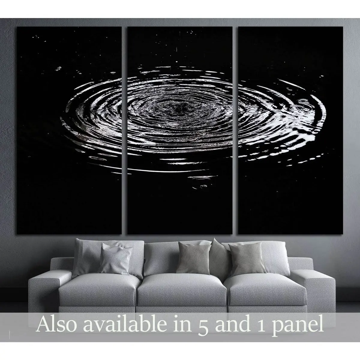 Water Ripples From A Drop Of Water In The Dark №3015 Ready To Hang Canvas Print 5