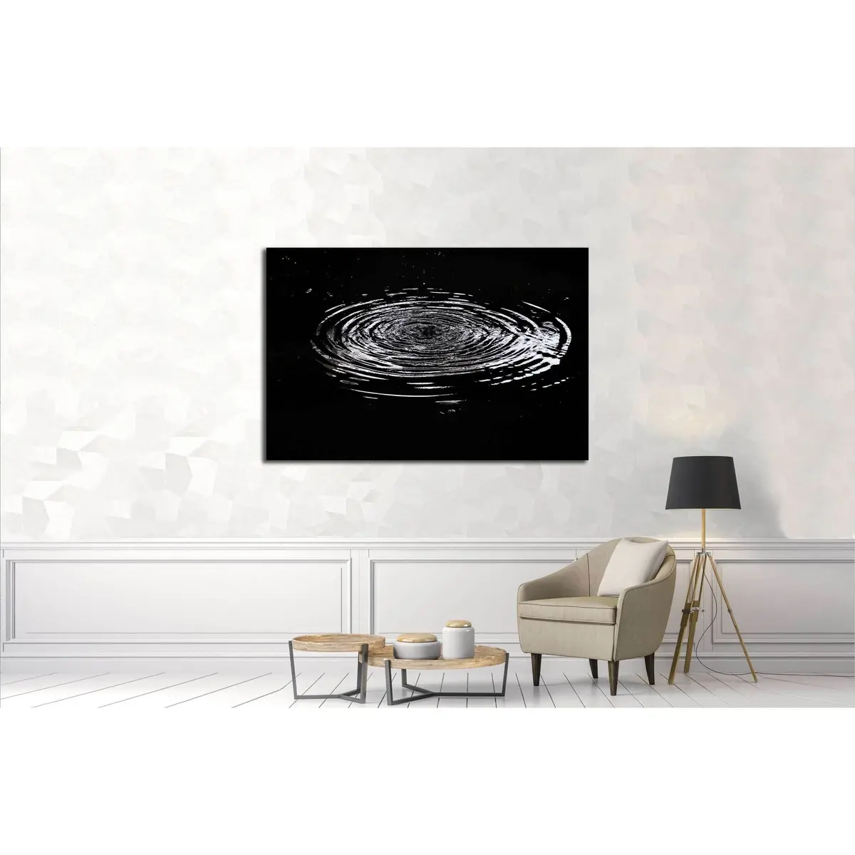 Water Ripples From A Drop Of Water In The Dark №3015 Ready To Hang Canvas Print 3