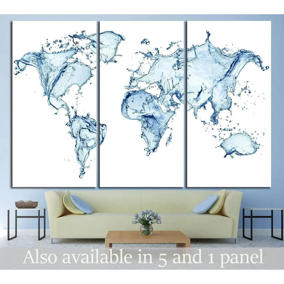 Water Splashes World Map №1452 Ready To Hang Canvas Print 5
