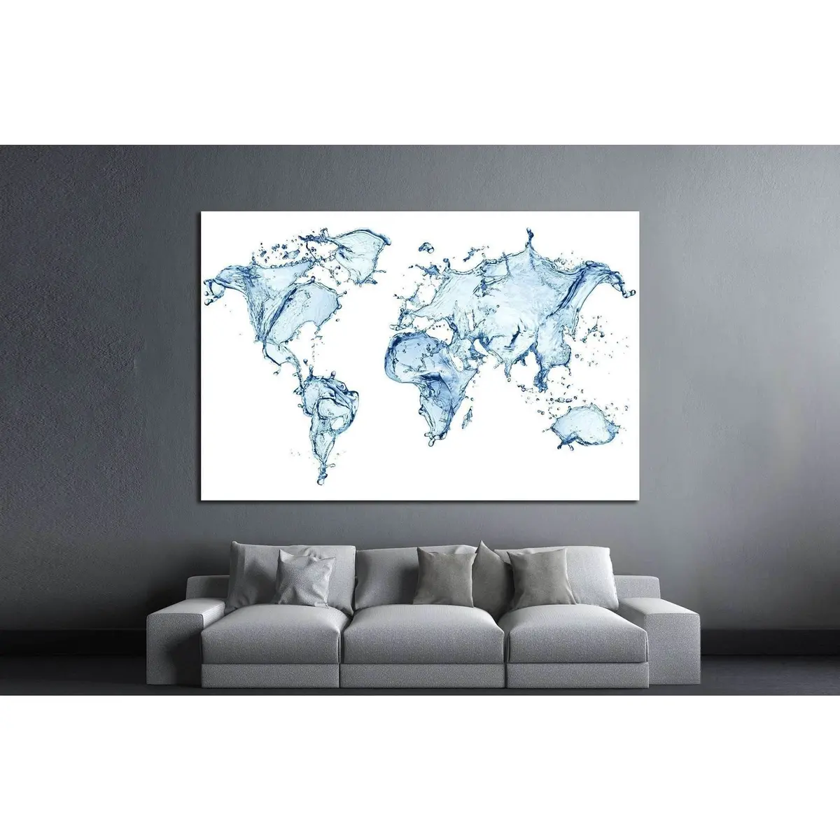 Water Splashes World Map №1452 Ready To Hang Canvas Print 3