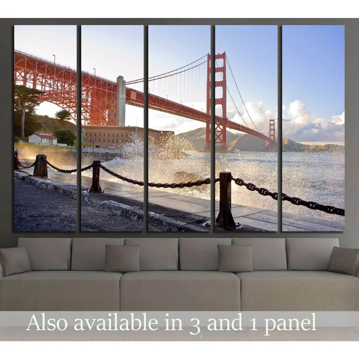 Golden Gate Bridge Water Splash Canvas Art Print #2600