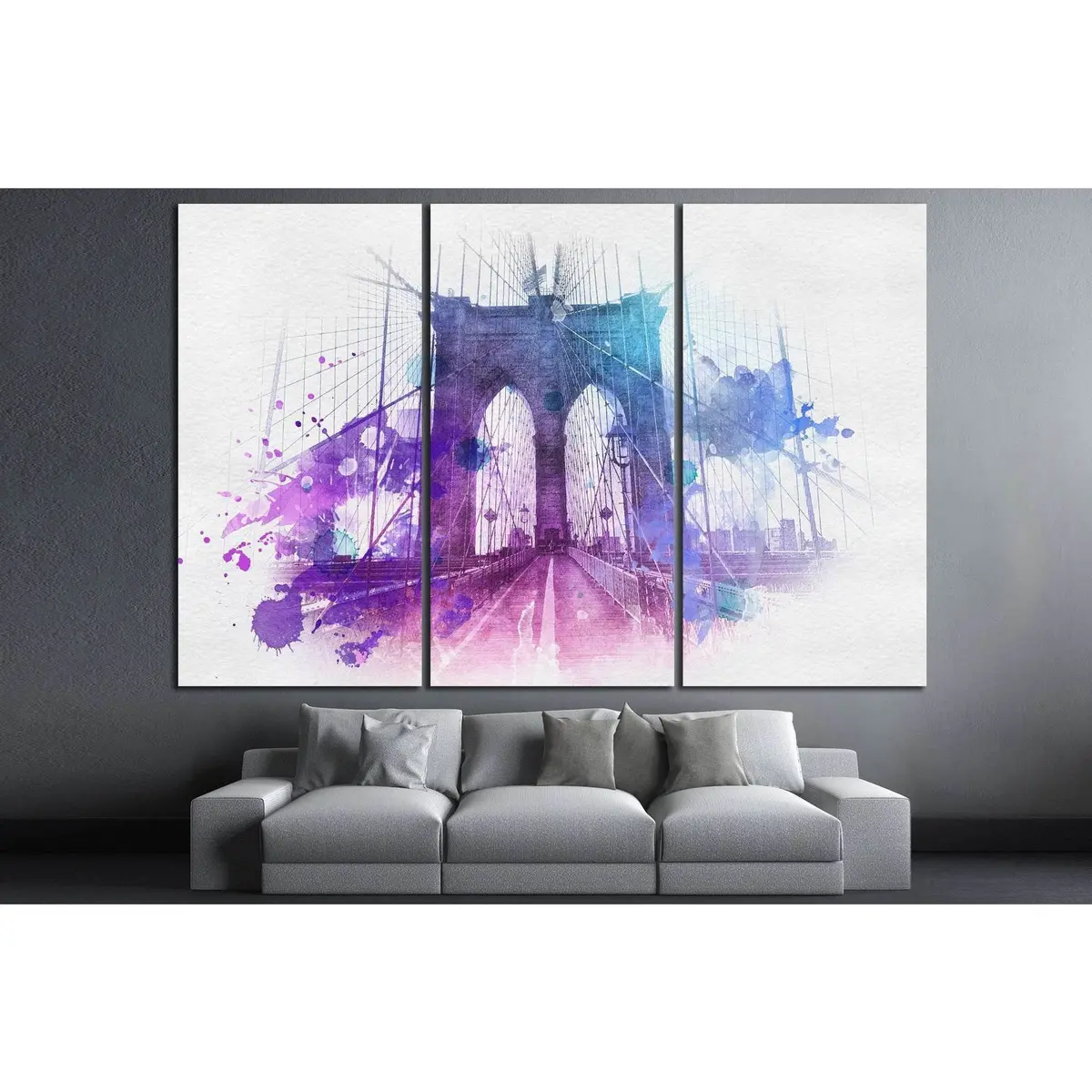 Watercolor Brooklyn Bridge №805 Ready To Hang Canvas Print 5